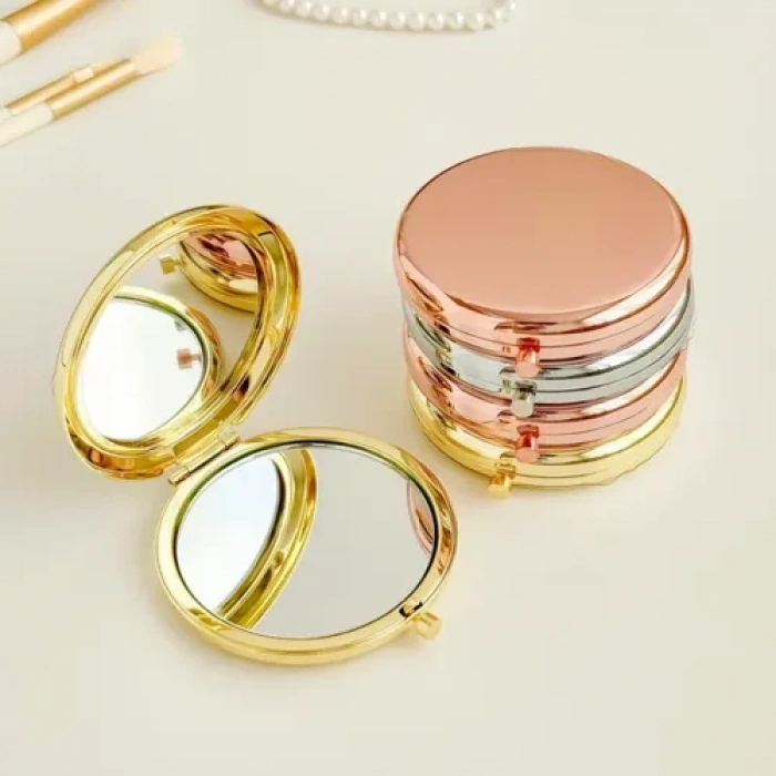VipMarketim Promosyon Yuvarlak Cep Aynası Gold Renk