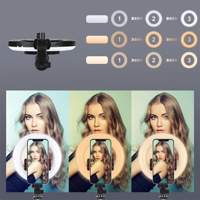 VipMarketim PULUZ 6.3 inch 16cm Ring LED Canlı Yayın Bluetooth Tripod Vlogging Selfie Light-(5775)