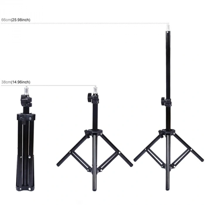 VipMarketim PULUZ 70CM Çift Telefon tutucu 6.2CM Led Işık Stand YoutuberCanlı Yayın Selfie TikTok Makeup-(5775)