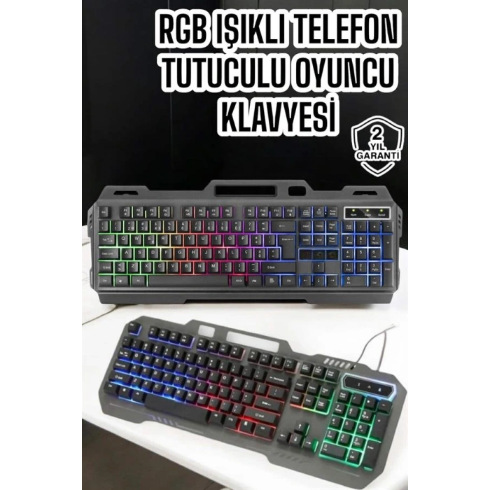 VipMarketim Q Klavye RGB Işıklı Klavye Ve Mouse Seti Kablolu Mouse Hediyeliş