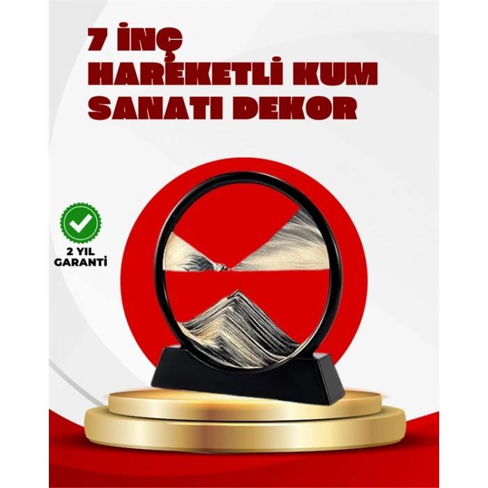 VipMarketim Rahatlatıcı Kum Sanatı – Yuvarlak Cam Çerçeveli Hareketli Kum Resmi Ofis ve Ev İçin Etkileşimli Masaüstü Süs