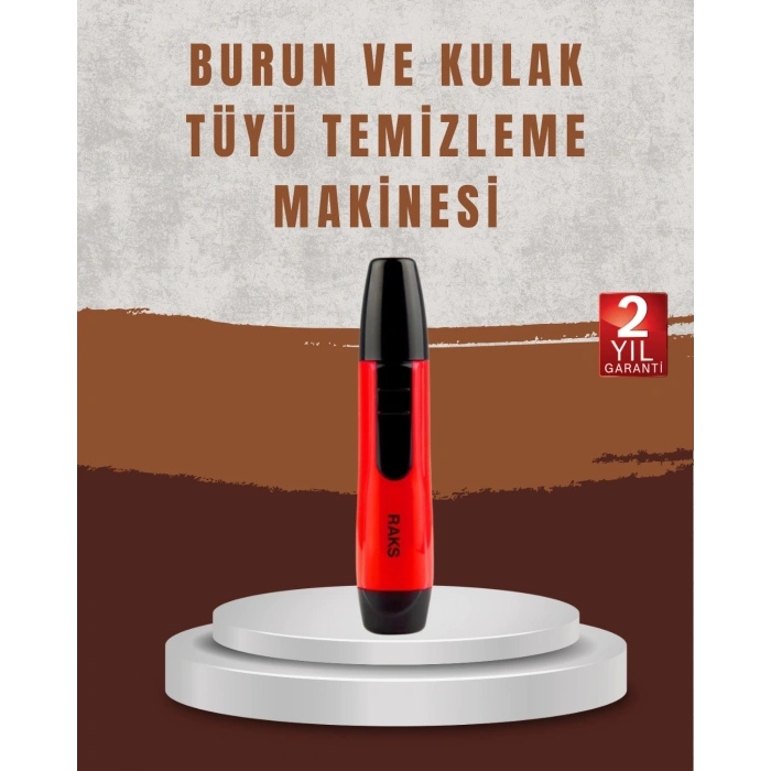 VipMarketim Raks Leo Burun Kulak Tüy Alma Makinesi 45 dk Şarj Süreli Kırmızı