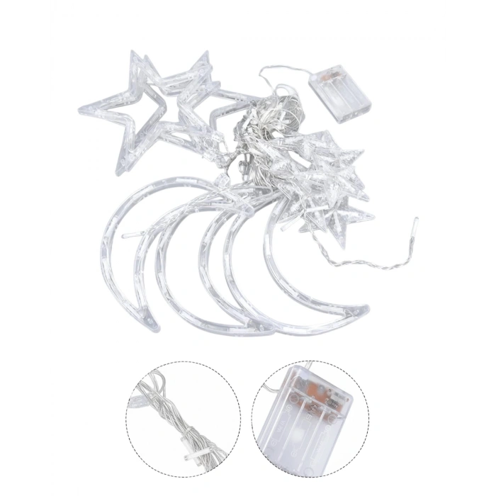 VipMarketim Ramazan Süslemesi İçin Ay Yıldız LED Işık Perde Lambası