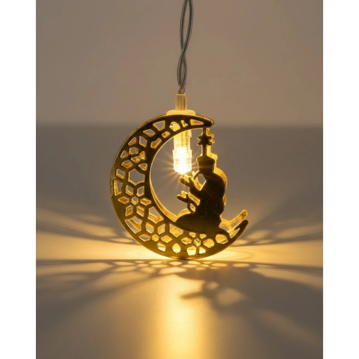 VipMarketim Ramazan Temalı Ay İçinde Secde Eden Adam LED Peri Işığı