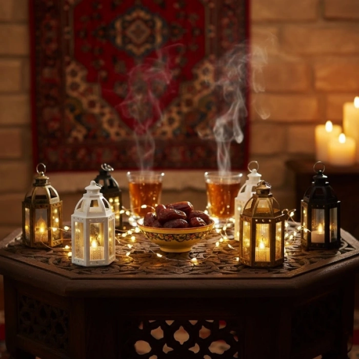 VipMarketim Ramazan Temalı Büyük Altıgen Açık Kubbe LED Lamba