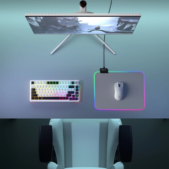 VipMarketim Rampage MP-21 PULSAR M RGB 252x328x3mm RGB Led Gaming MOUSE PAD (Gri)(1923)