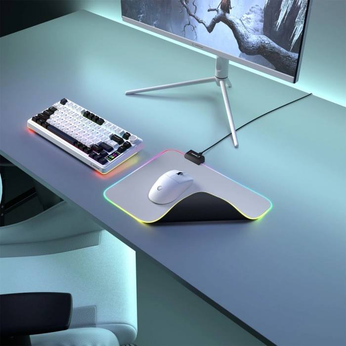 VipMarketim Rampage MP-21 PULSAR M RGB 252x328x3mm RGB Led Gaming MOUSE PAD (Gri)(1923)