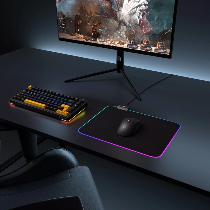 VipMarketim Rampage MP-21 PULSAR M RGB 252x328x3mm RGB Led Gaming MOUSE PAD (Siyah)(1923)