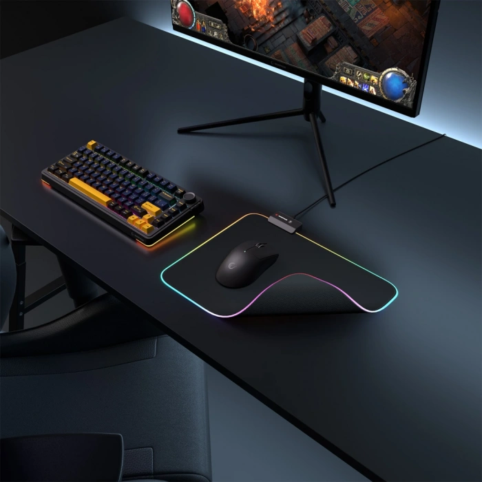 VipMarketim Rampage MP-23 BLITZ M RGB 252x328x3mm RGB Led Gaming MOUSE PAD (Siyah)(1923)