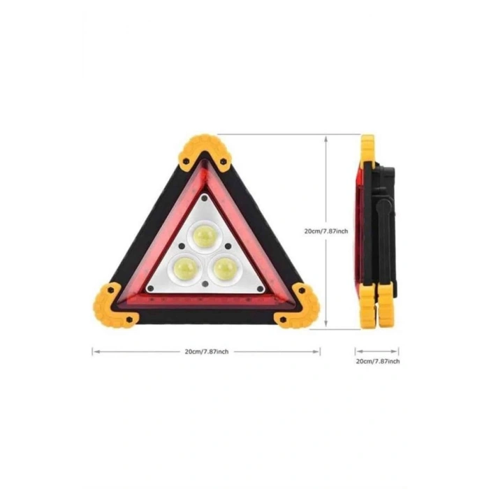 VipMarketim Reflektör Işıklı Ikaz Lambası Şarjlı Çok Fonksiyonlu Işıklı Üçgen Reflektör