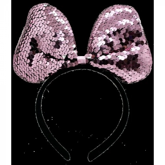 VipMarketim Renk Değiştiren Pullu Payetli Fiyonk Parti Tacı Pembe Gümüş Renk 20x16 cm