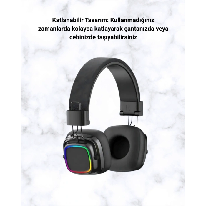 VipMarketim Renkli Işık Efektli Bluetooth 5.3 Müzik Kulaklığı