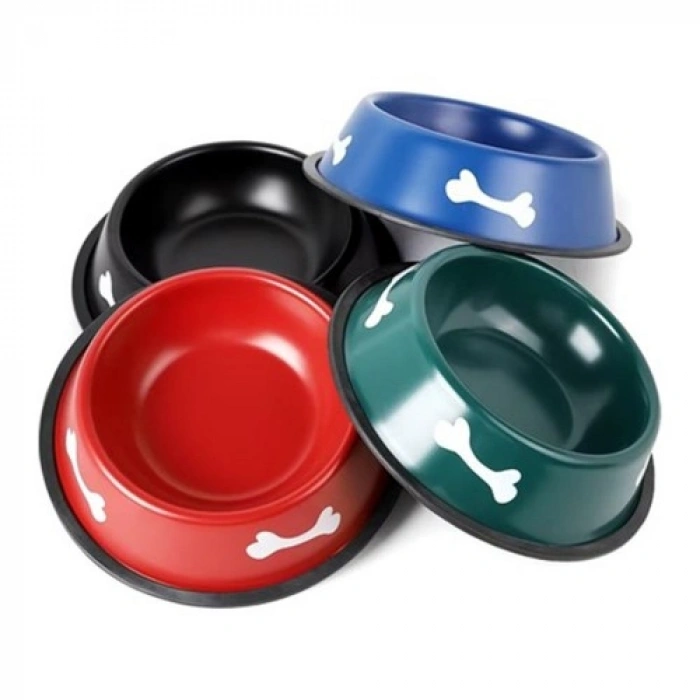 VipMarketim Renkli Kemik Desenli Metal Mama Kabı