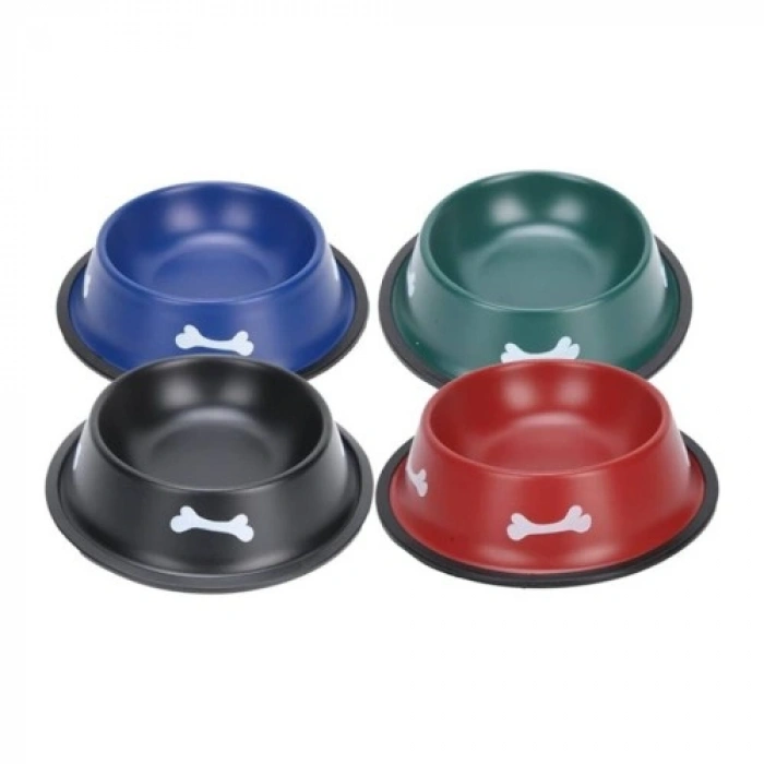 VipMarketim Renkli Kemik Desenli Metal Mama Kabı