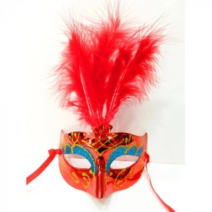 VipMarketim Renkli Tüylü Venedik Parti Maskesi Karışık Renk 12 Adet