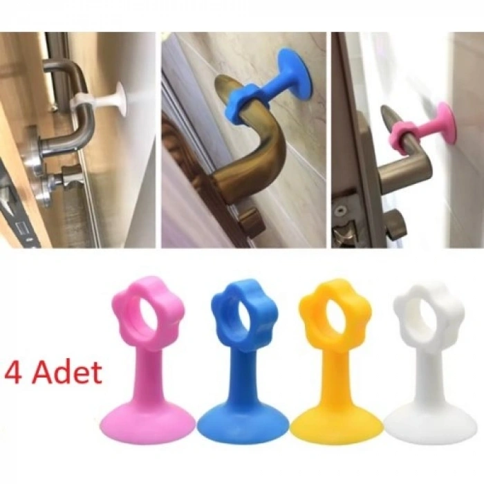 VipMarketim Renkli Vantuzlu Geçmeli Kapı Kolu Stoper 4lü Set