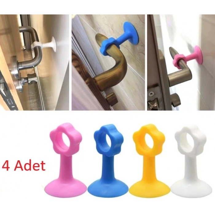 VipMarketim Renkli Vantuzlu Geçmeli Kapı Kolu Stoper 4lü Set