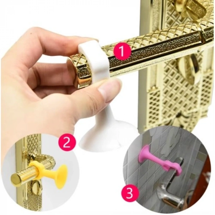 VipMarketim Renkli Vantuzlu Geçmeli Kapı Kolu Stoper 4lü Set