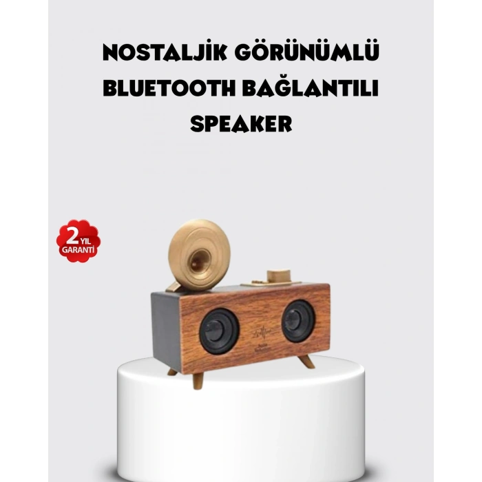 VipMarketim Retro Gramofon Tasarımlı Bluetooth Hoparlör – 3D Stereo Ses 1800 mAh Batarya