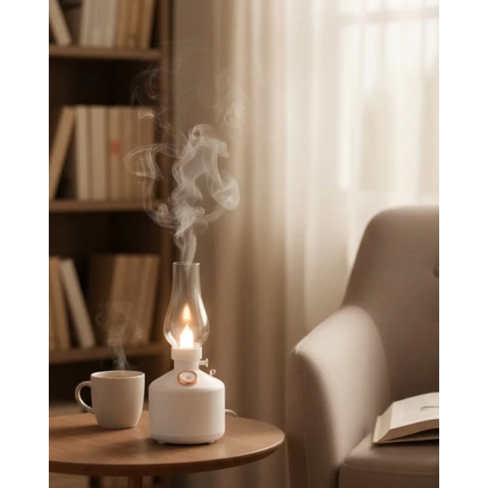 VipMarketim Retro LED Işıklı 1200 mAh Şarjlı Aroma Difüzörü 280 ml Su Kapasiteli