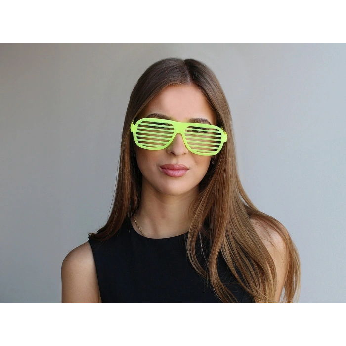 VipMarketim Retro Neon Fosforlu Panjur Gözlük - 12 Adet