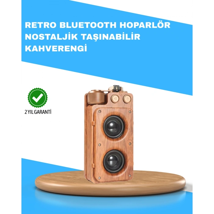 VipMarketim Retro Radyo Tasarım Bluetooth Hoparlör 1800mAh Uzun Çalma Süresi