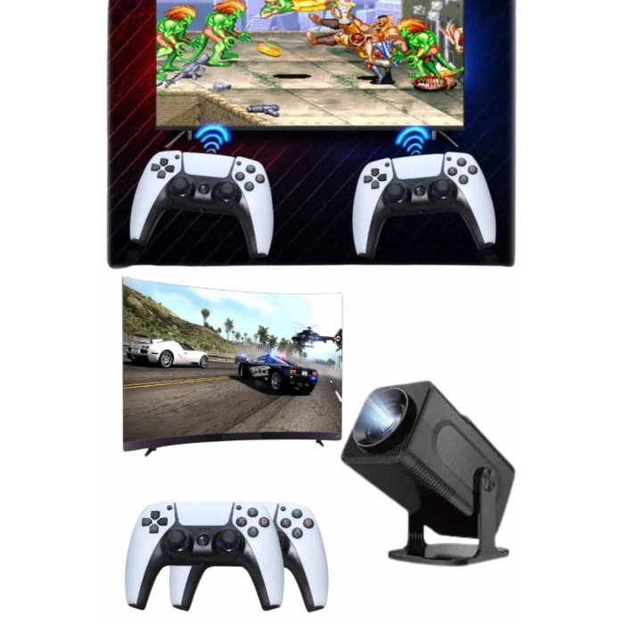 VipMarketim Retro Video Oyunu Konsolu Android Tv El Oyun Konsolu WIFI Taşınabilir Projeksiyon Cihazı