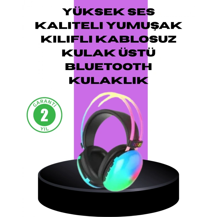 VipMarketim RGB Aydınlatmalı Kablosuz Bluetooth Oyuncu Kulaklığı