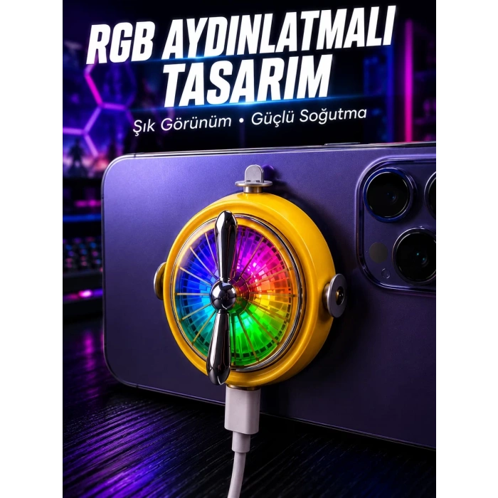 VipMarketim RGB Işıklı Manyetik Telefon Oyun Soğutucu Fan