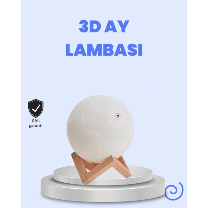 VipMarketim RGB Modlu 16 Renkli Ay Gece Lambası 3D Baskı ve Uzaktan Kumanda Özellikli