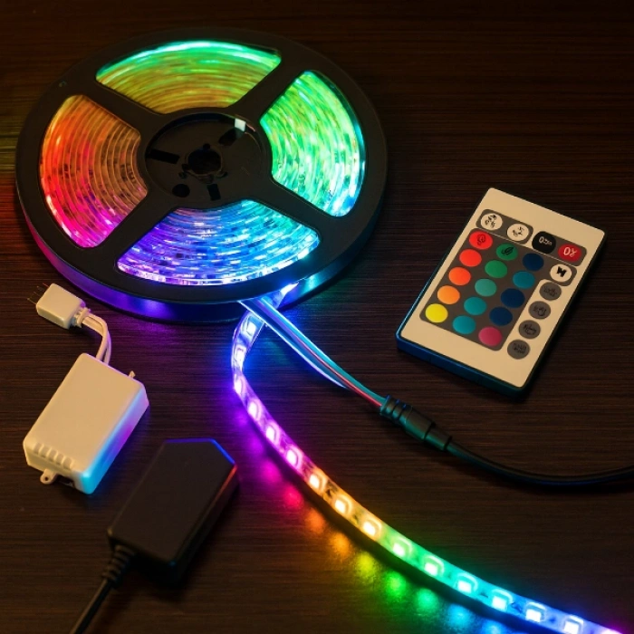 VipMarketim RGB Şerit 54 LED Kumandalı USB Bağlantılı