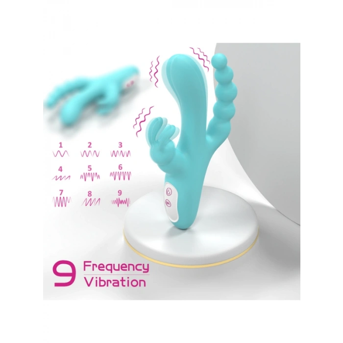 VipMarketim S-Hande 3'ü 1 Arada Tavşan Vibratör – Mavi