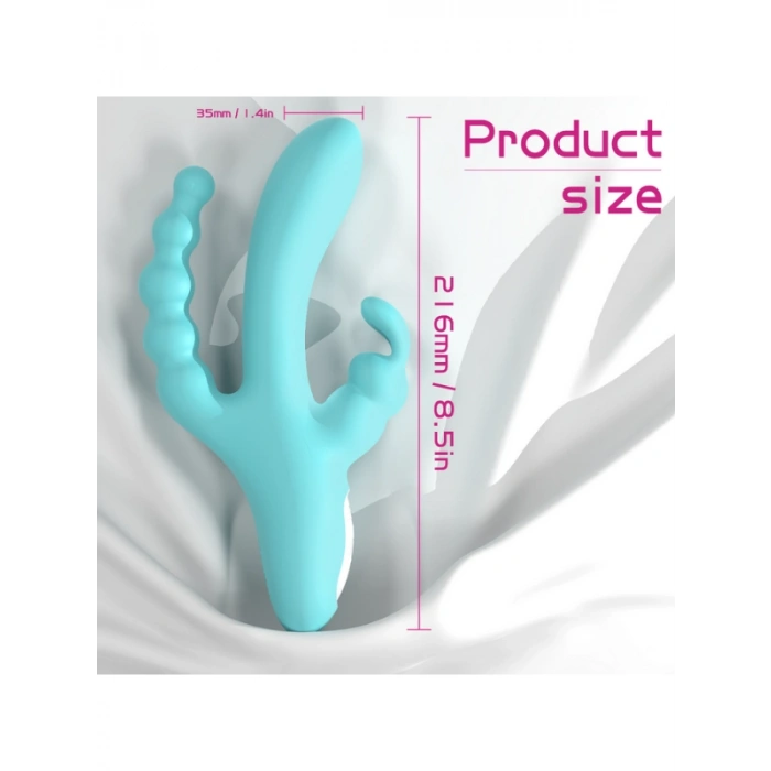 VipMarketim S-Hande 3'ü 1 Arada Tavşan Vibratör – Mavi