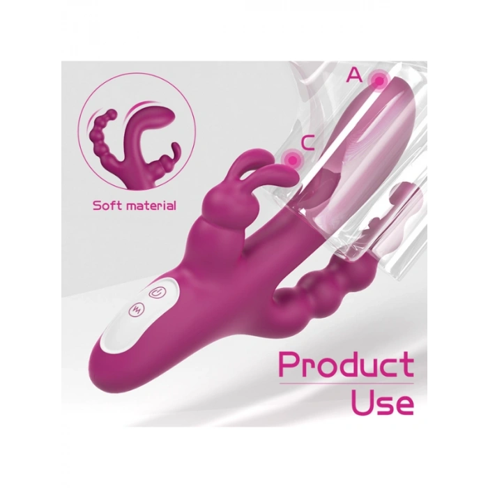 VipMarketim S-Hande 3'ü 1 Arada Tavşan Vibratör – Mor