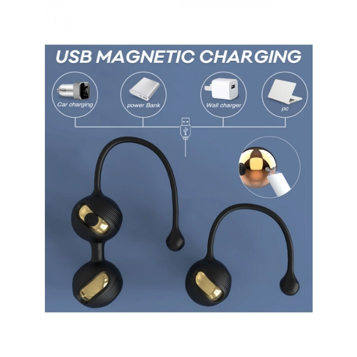 VipMarketim S-Hande Gem Şarjlı Ağırlıklı Güçlü Titreşimli Vajina Kas Geliştirici Kegel Egzersiz Vajinal Topları