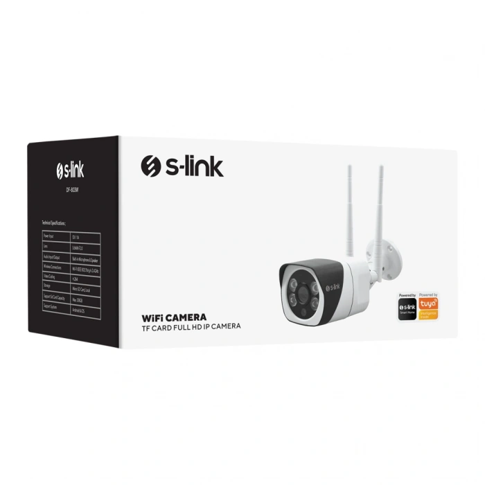 VipMarketim S-LINK DF-803W Akıllı Güvenlik Kamerası WiFi 2Mpix 3.6mm Lens 10m. Gece Görüşü Micro SD Kartlı TUYA Yazılım(1923)