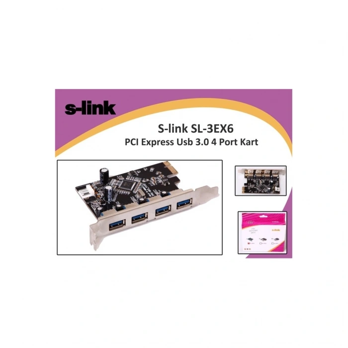 VipMarketim S-LINK SL-3EX6 PCI Express TO USB 3.0 x4 Port Kart(1923)