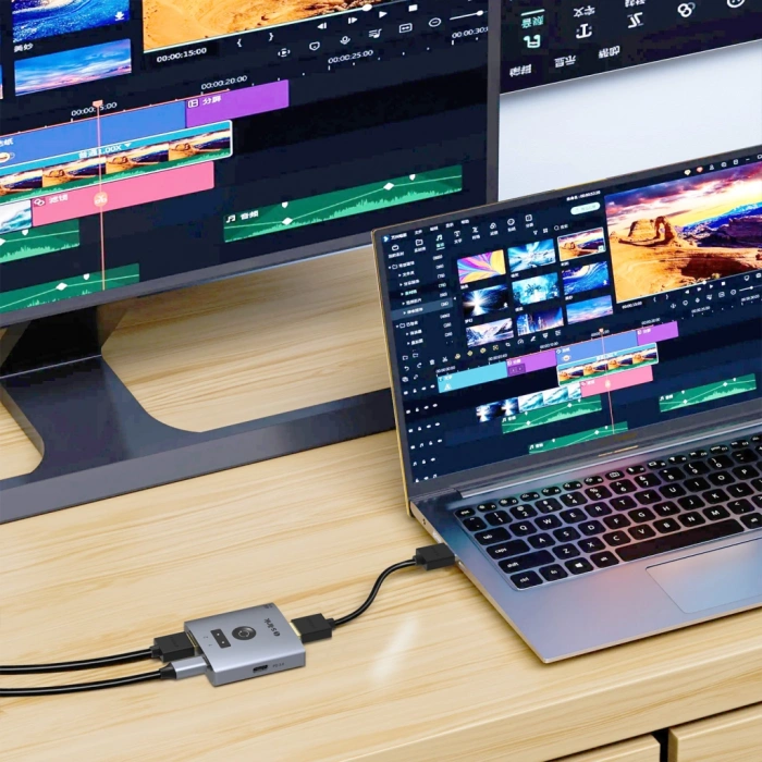 VipMarketim S-LINK SL-LU602C 2xHDMI 1Type-C 4K 60Hz Monitör Çoklayıcı (1PC-2Monitör veya 2PC- 1Monitör) Çift Yönlü Switch(1923)