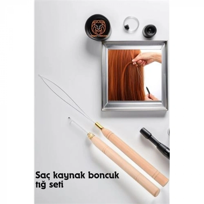VipMarketim Saç Boncuk Uzatma Keratin Tığı Misina Seti