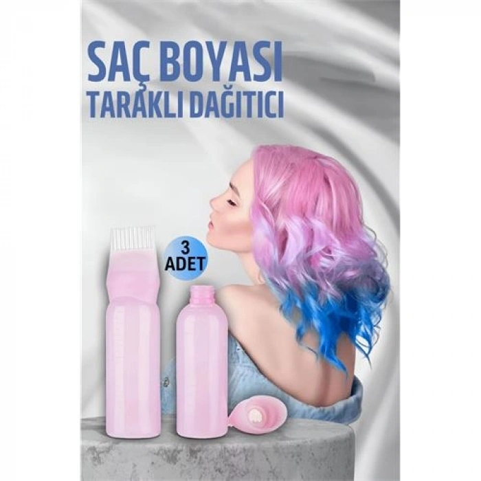 VipMarketim Saç Boyası Eşit Dağıtım Taraklı Şişe Doldurulabilir Aplikatör 3 ADET