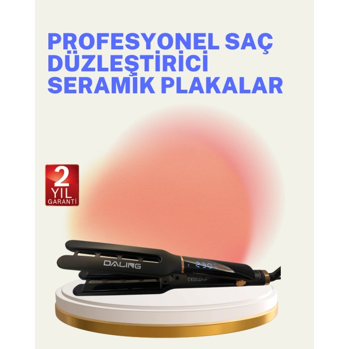VipMarketim Saç Düzleştirici Seramik Plakalı 230C Hızlı Isınma 360° Kablo