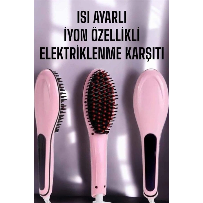 VipMarketim Saç Düzleştirici Tarak Isı Ayarlı Yıpranma Önleyici Düzleştirici Fön Tarak