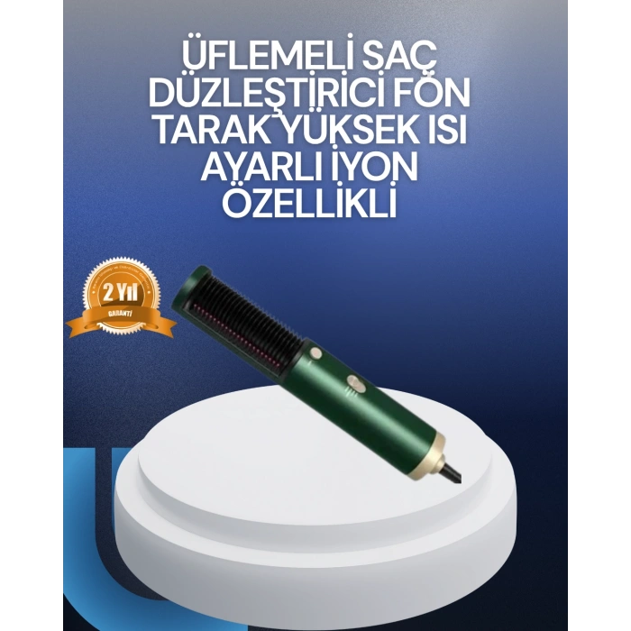 VipMarketim Saç Kurutma Düzleştirici ve Tarak Tek Cihazda – 3 Kademeli Isı Ayarı