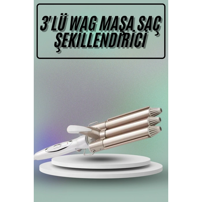 VipMarketim Saç Şekillendirici Wag Maşa Üçlü Yüksek Isı Ayarlı Seramik Kaplama