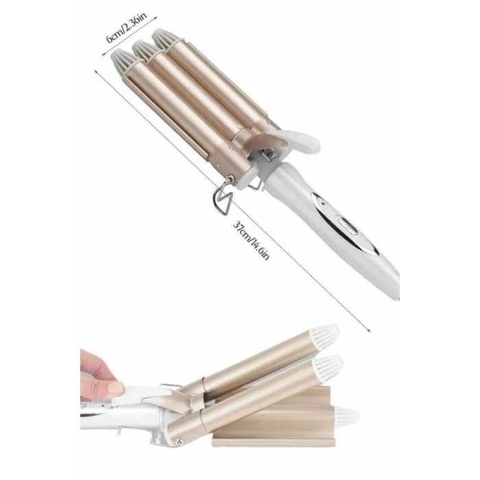 VipMarketim Saç Şekillendirici Wag Maşa Üçlü Yüksek Isı Ayarlı Seramik Kaplama