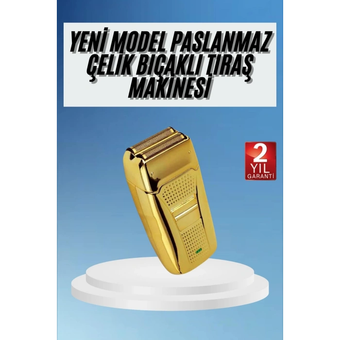 VipMarketim Sakal Kesme Tıraş Makinesi Paslanmaz Çelik Gold Şarjlı