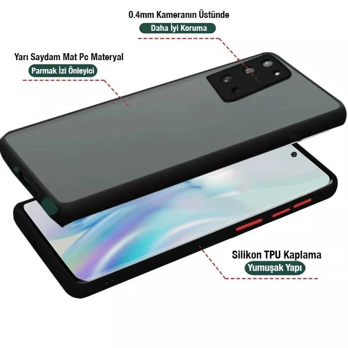 VipMarketim Samsung Galaxy Note 20 Pro Kamera Lens Korumalı Kılıf Premium Silikon Kılıf-(5775)