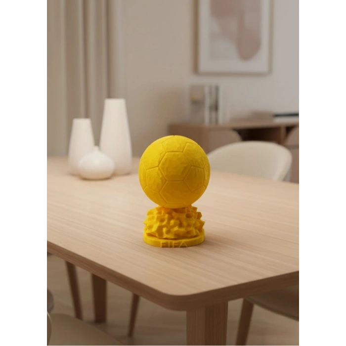 VipMarketim Sarı FIFA Topu Dekoratif Biblo 10cm Modern Masa Üstü Aksesuar