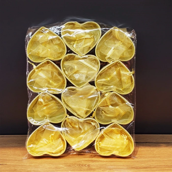 VipMarketim Sarı Kalpli Tül Kese