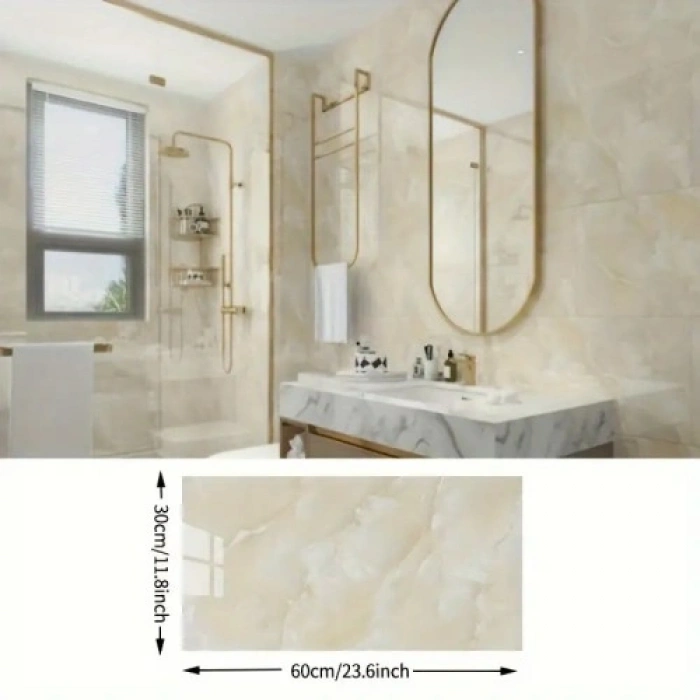 VipMarketim Sarı Mermer Desenli Alüminyum Duvar Sticker